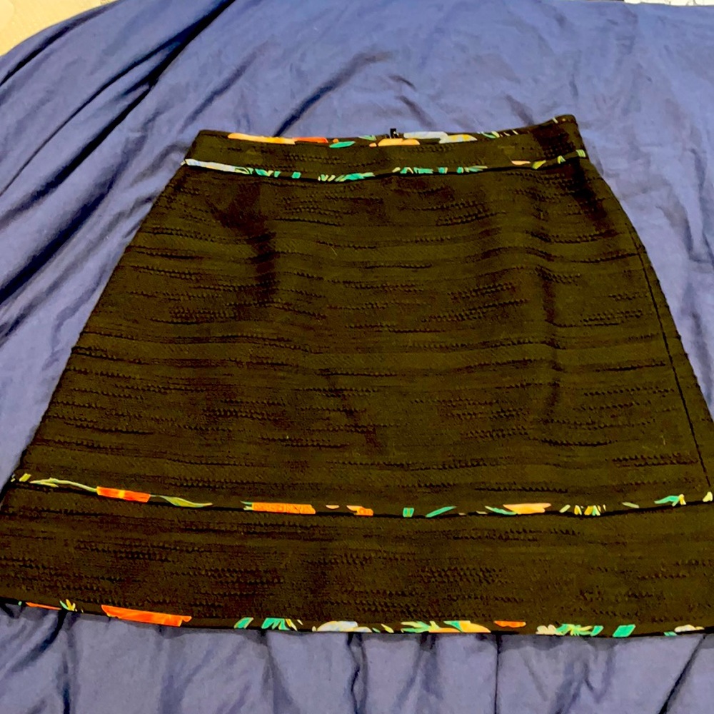 NWT Kate Spade A line black “blossom trim tweed skirt”